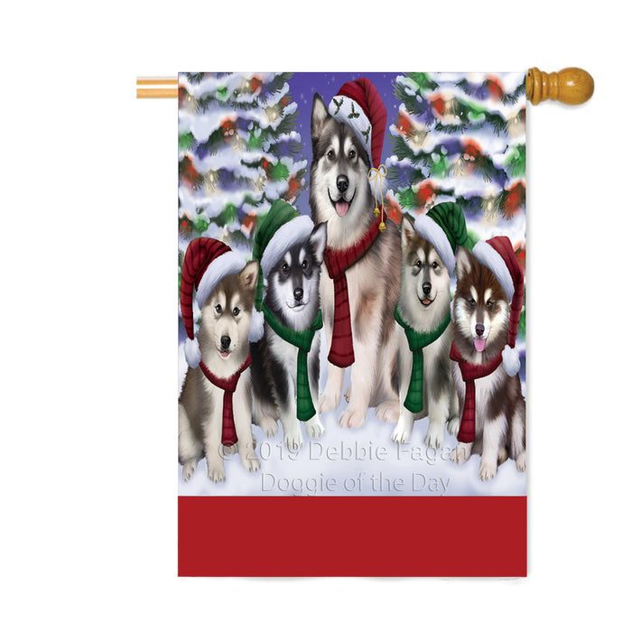Personalized Christmas Happy Holidays Alaskan Malamute Dogs Family Portraits Custom House Flag FLG-DOTD-A59136