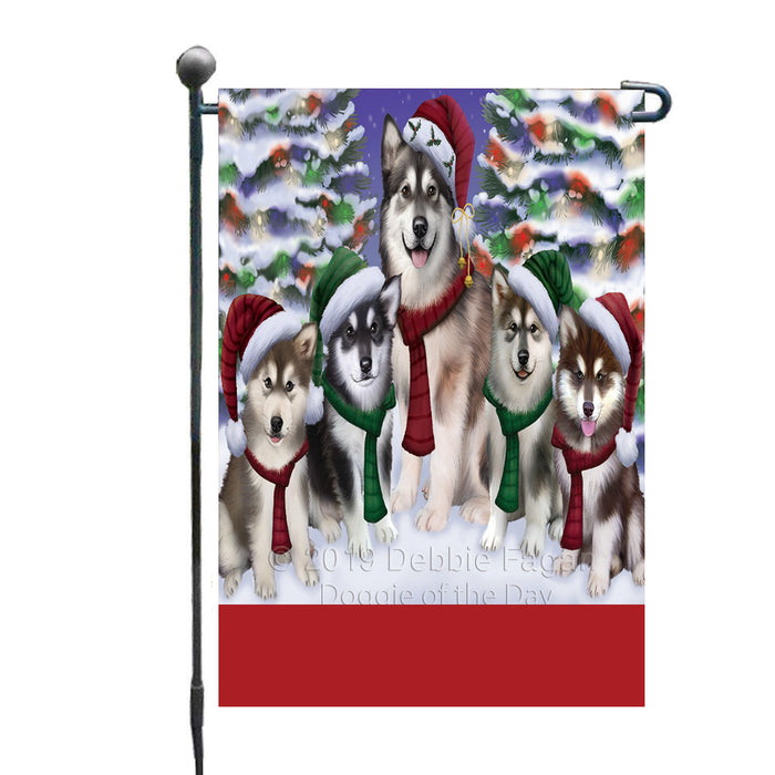 Personalized Christmas Happy Holidays Alaskan Malamute Dogs Family Portraits Custom Garden Flags GFLG-DOTD-A59080