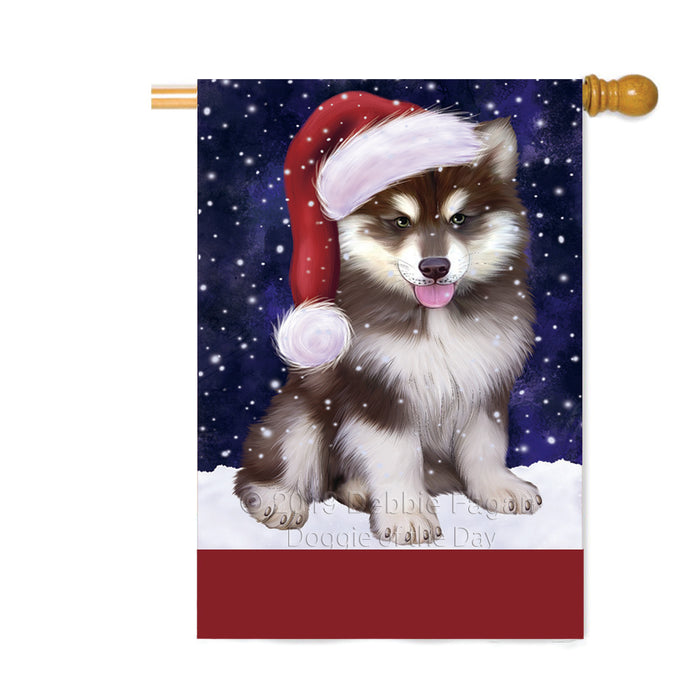 Personalized Let It Snow Happy Holidays Alaskan Malamute Dog Custom House Flag FLG-DOTD-A62272