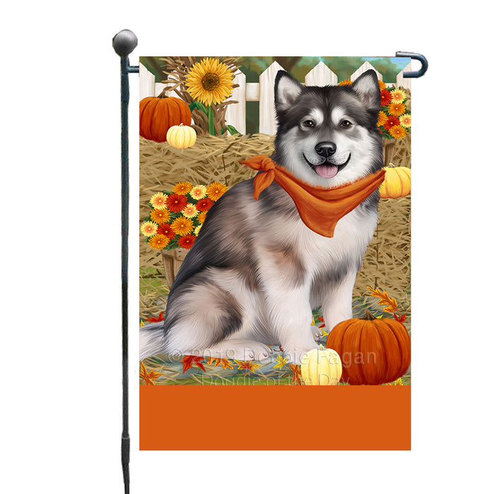Personalized Fall Autumn Greeting Alaskan Malamute Dog with Pumpkins Custom Garden Flags GFLG-DOTD-A61754