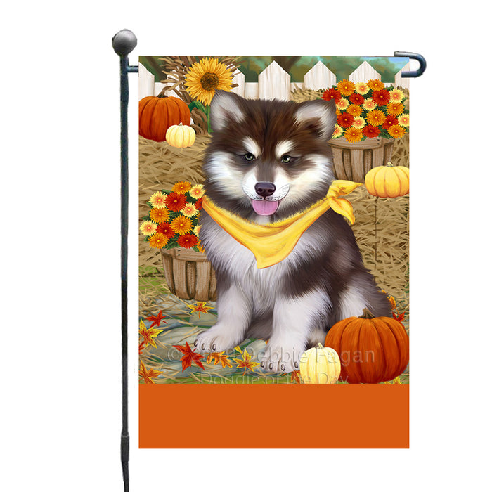Personalized Fall Autumn Greeting Alaskan Malamute Dog with Pumpkins Custom Garden Flags GFLG-DOTD-A61756