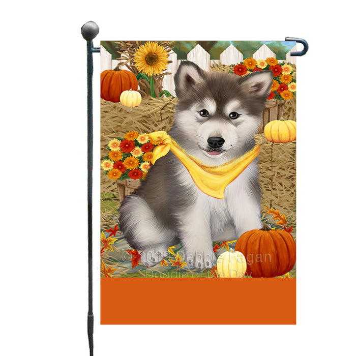 Personalized Fall Autumn Greeting Alaskan Malamute Dog with Pumpkins Custom Garden Flags GFLG-DOTD-A61757