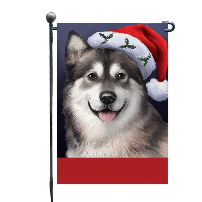 Personalized Christmas Holidays Alaskan Malamute Dog Wearing Santa Hat Portrait Head Custom Garden Flags GFLG-DOTD-A59790