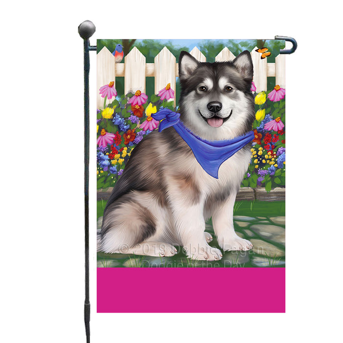Personalized Spring Floral Alaskan Malamute Dog Custom Garden Flags GFLG-DOTD-A62697