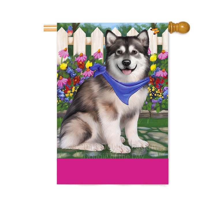 Personalized Spring Floral Alaskan Malamute Dog Custom House Flag FLG-DOTD-A62753