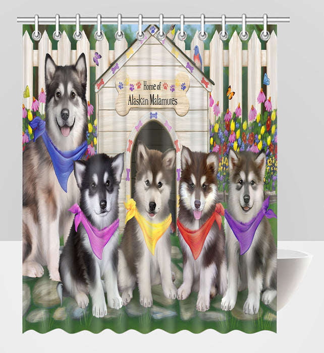 Spring Dog House Alaskan Malamute Dogs Shower Curtain