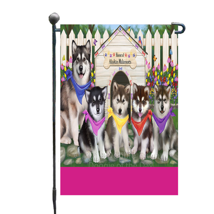 Personalized Spring Dog House Alaskan Malamute Dogs Custom Garden Flags GFLG-DOTD-A62698