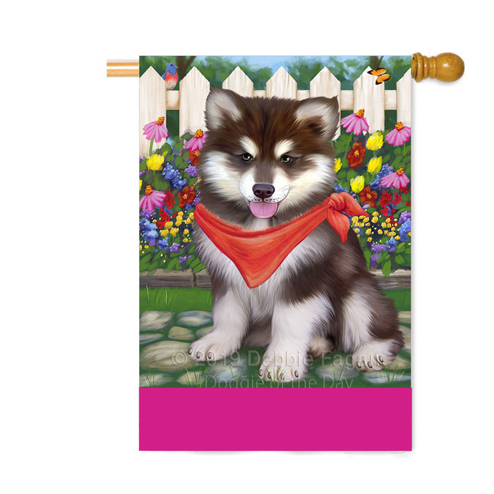 Personalized Spring Floral Alaskan Malamute Dog Custom House Flag FLG-DOTD-A62755
