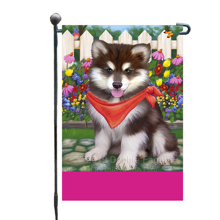 Personalized Spring Floral Alaskan Malamute Dog Custom Garden Flags GFLG-DOTD-A62699