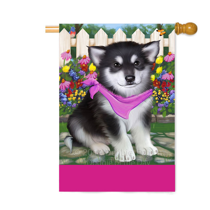 Personalized Spring Floral Alaskan Malamute Dog Custom House Flag FLG-DOTD-A62756