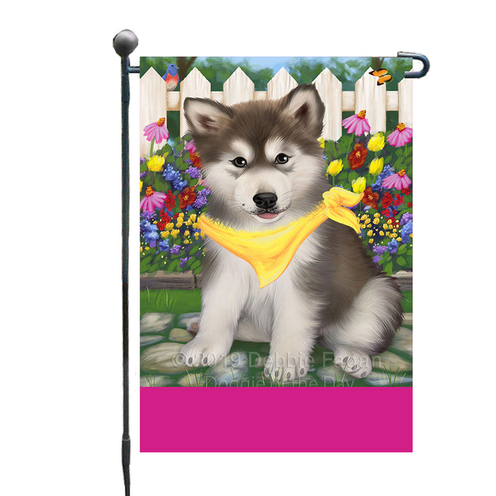 Personalized Spring Floral Alaskan Malamute Dog Custom Garden Flags GFLG-DOTD-A62701