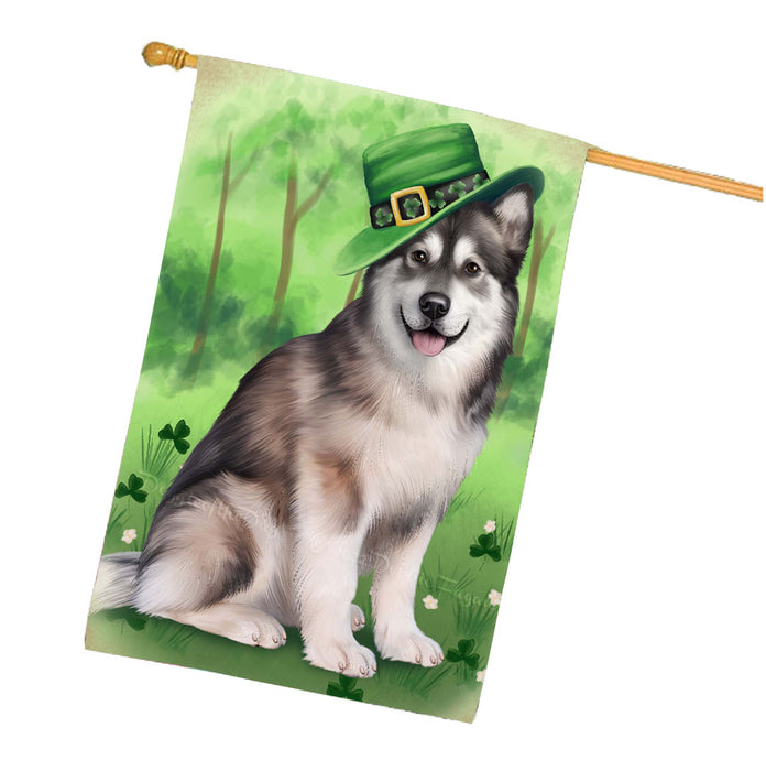 St. Patricks Day Irish Alaskan Malamute Dog House Flag Outdoor Decorative Double Sided Pet Portrait Weather Resistant Premium Quality Animal Printed Home Decorative Flags 100% Polyester FLG68615