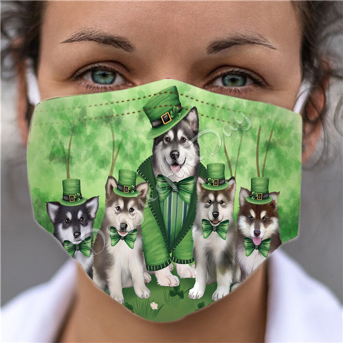 St. Patricks Day Irish Alaskan Malamute Dogs Face Mask FM50111