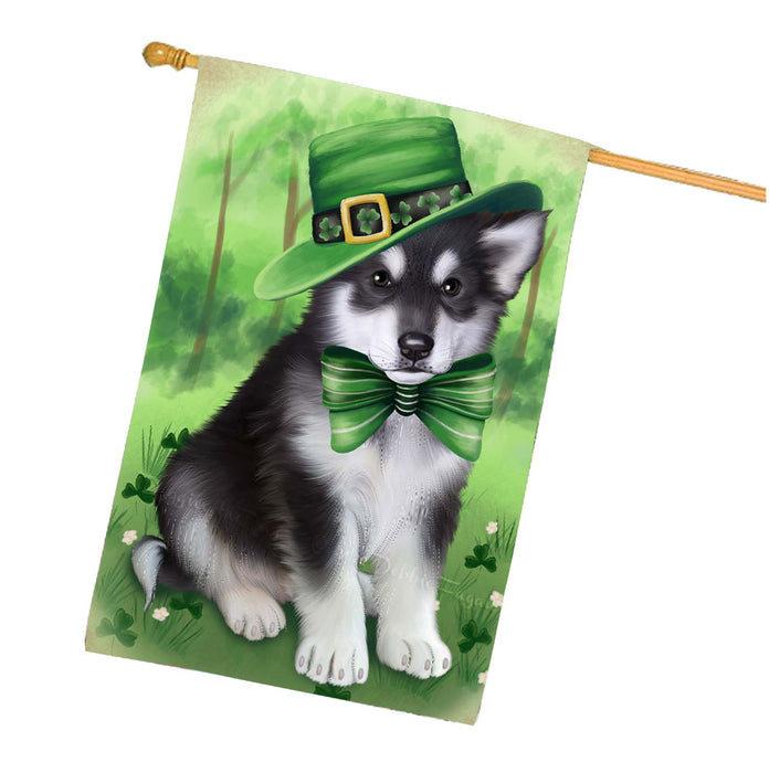 St. Patricks Day Irish Alaskan Malamute Dog House Flag Outdoor Decorative Double Sided Pet Portrait Weather Resistant Premium Quality Animal Printed Home Decorative Flags 100% Polyester FLG68617