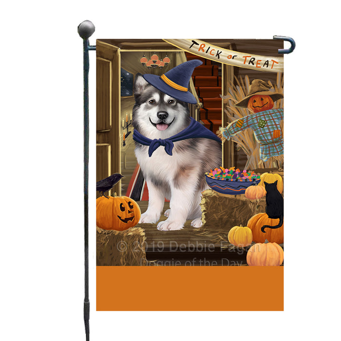 Personalized Enter at Own Risk Trick or Treat Halloween Alaskan Malamute Dog Custom Garden Flags GFLG-DOTD-A59412