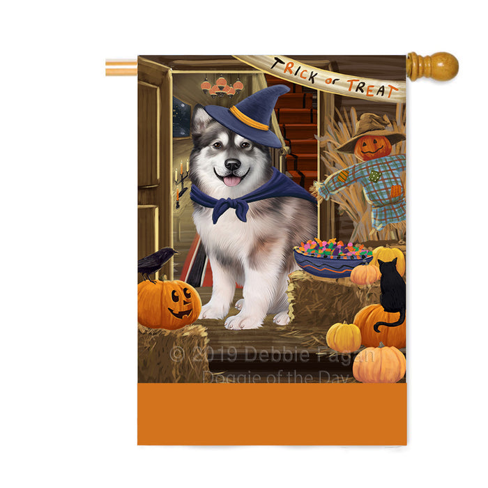 Personalized Enter at Own Risk Trick or Treat Halloween Alaskan Malamute Dog Custom House Flag FLG-DOTD-A59468