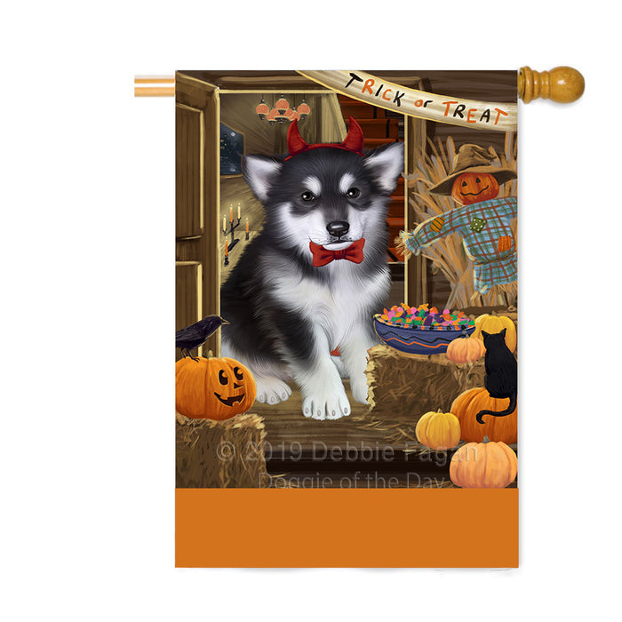 Personalized Enter at Own Risk Trick or Treat Halloween Alaskan Malamute Dog Custom House Flag FLG-DOTD-A59470