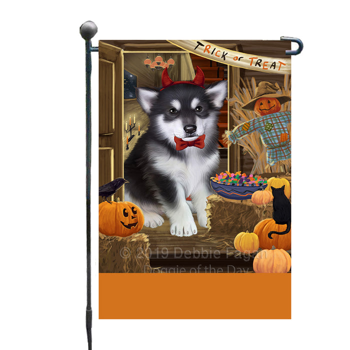 Personalized Enter at Own Risk Trick or Treat Halloween Alaskan Malamute Dog Custom Garden Flags GFLG-DOTD-A59414
