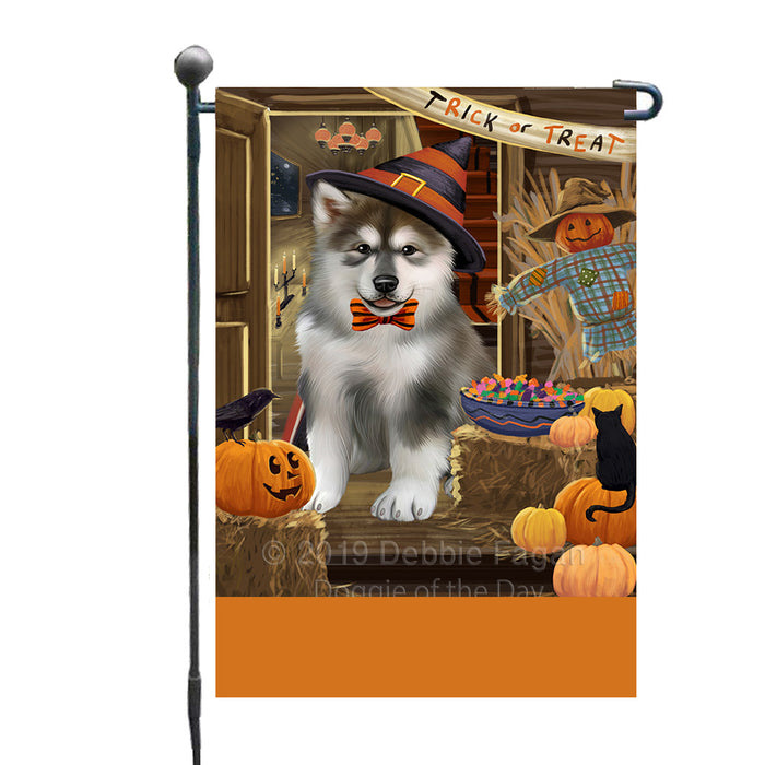 Personalized Enter at Own Risk Trick or Treat Halloween Alaskan Malamute Dog Custom Garden Flags GFLG-DOTD-A59415