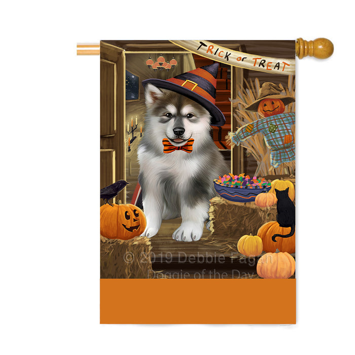 Personalized Enter at Own Risk Trick or Treat Halloween Alaskan Malamute Dog Custom House Flag FLG-DOTD-A59471