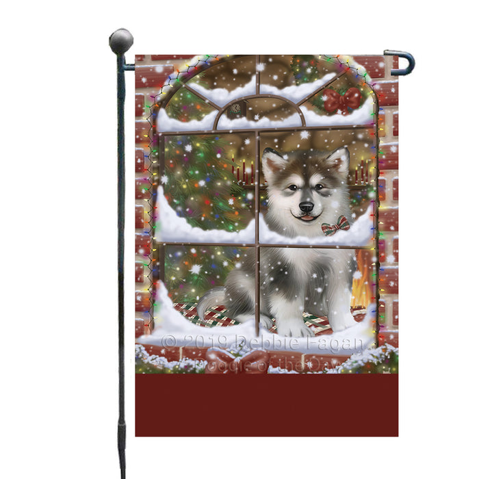 Personalized Please Come Home For Christmas Alaskan Malamute Dog Sitting In Window Custom Garden Flags GFLG-DOTD-A60105