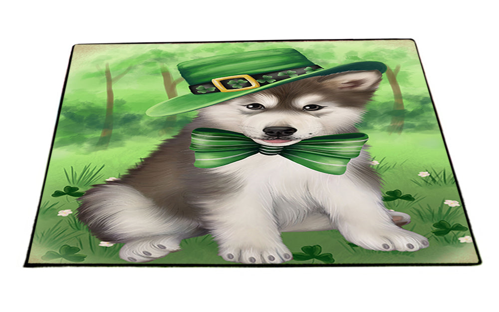 St Patricks Day Irish Portrait Alaskan Malamute Dog Floormat FLMS48150