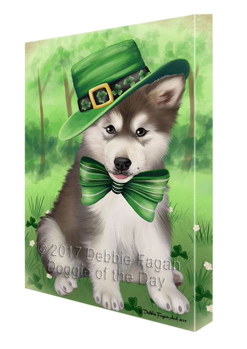 St Patricks Day Irish Portrait Alaskan Malamute Dog Canvas Wall Art CVS49242