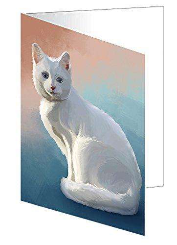 Albino Cat Handmade Artwork Assorted Pets Greeting Cards and Note Cards with Envelopes for All Occasions and Holiday Seasons