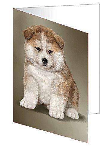 American Akita Inu Puppy Dog Handmade Artwork Assorted Pets Greeting Cards and Note Cards with Envelopes for All Occasions and Holiday Seasons