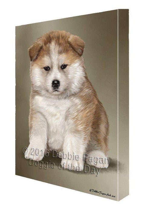 American Akita Inu Puppy Dog Painting Printed on Canvas Wall Art