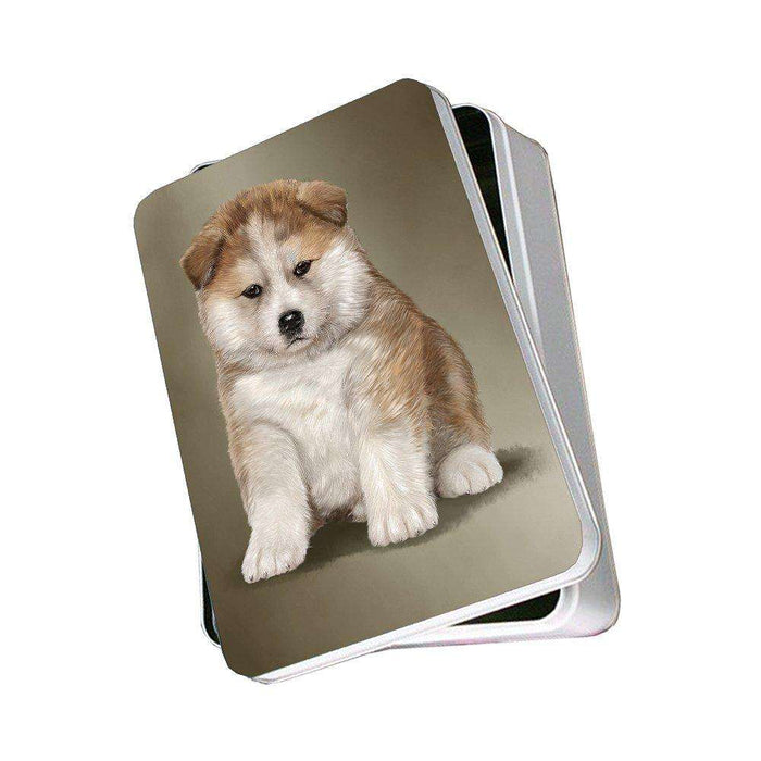 American Akita Inu Puppy Dog Photo Storage Tin