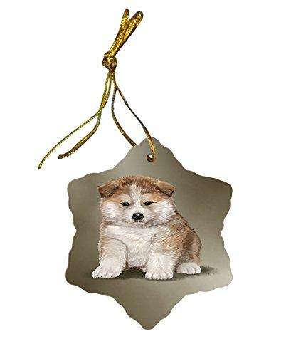 American Akita Puppy Dog Christmas Snowflake Ceramic Ornament