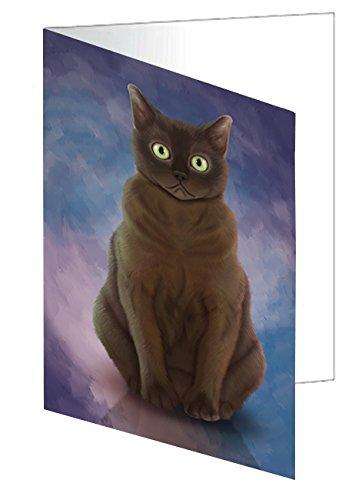 American Bermese Zibeline Cat Handmade Artwork Assorted Pets Greeting Cards and Note Cards with Envelopes for All Occasions and Holiday Seasons D191