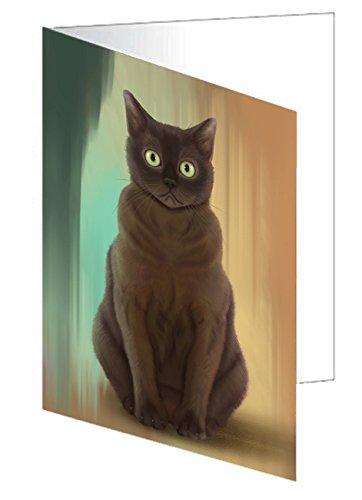 American Bermese Zibeline Cat Handmade Artwork Assorted Pets Greeting Cards and Note Cards with Envelopes for All Occasions and Holiday Seasons