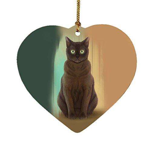 American Bermese Zibeline Cat Heart Christmas Ornament