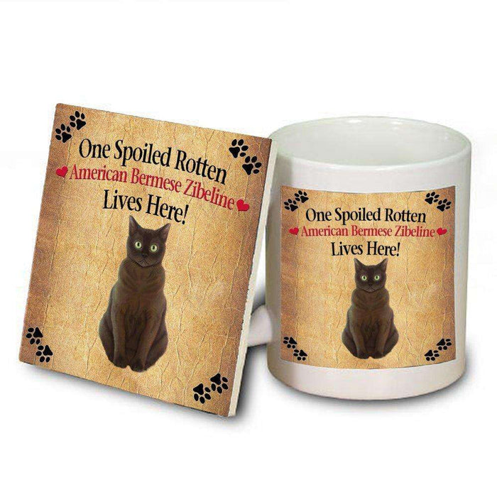 American Bermese Zibeline Spoiled Rotten Cat Mug and Coaster Set