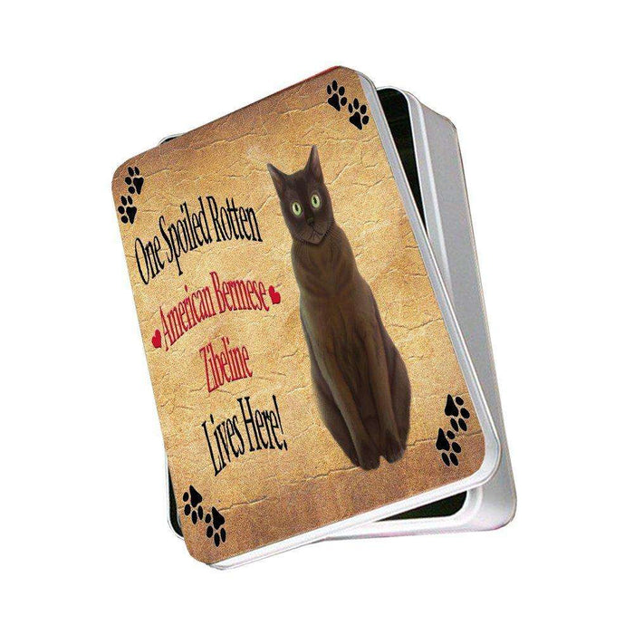 American Bermese Zibeline Spoiled Rotten Cat Photo Storage Tin