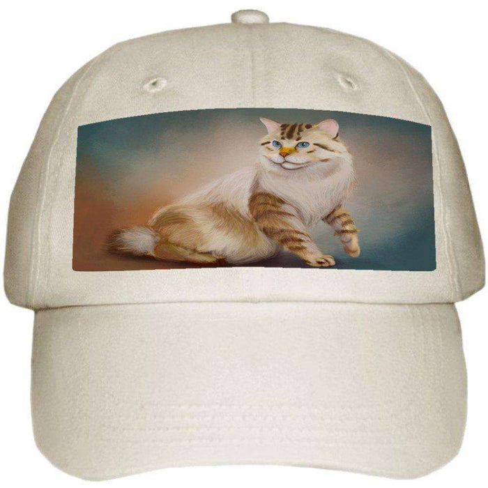 American Bobtail Cat Ball Hat Cap Off White