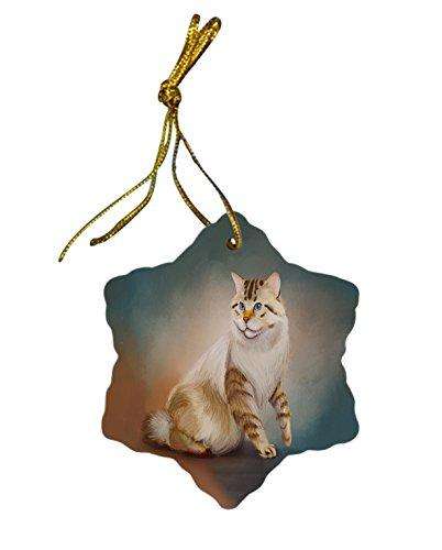 American Bobtail Cat Christmas Snowflake Ceramic Ornament
