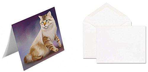 American Bobtail Cat Handmade Artwork Assorted Pets Greeting Cards and Note Cards with Envelopes for All Occasions and Holiday Seasons D181