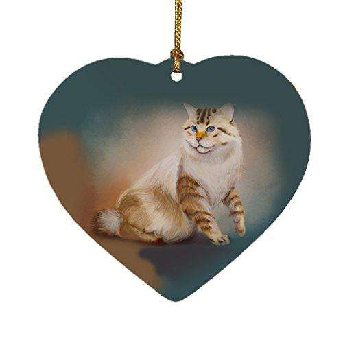 American Bobtail Cat Heart Christmas Ornament