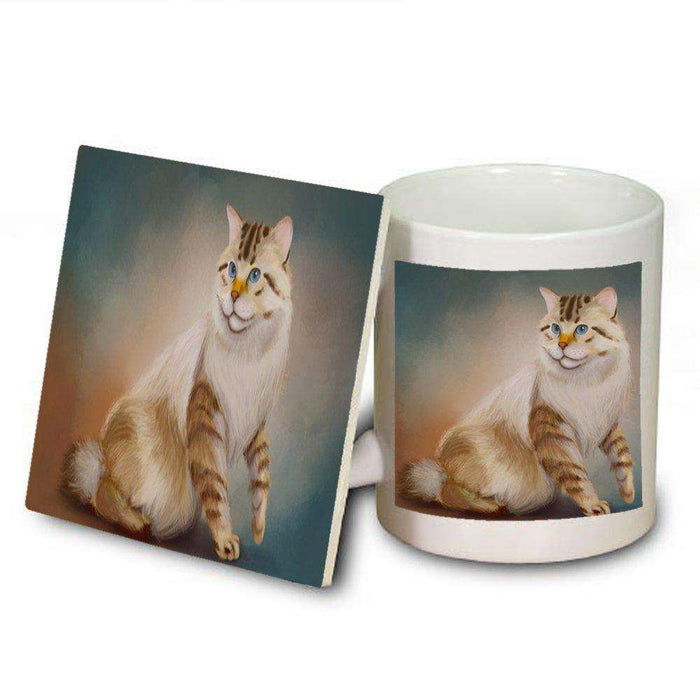 American Bobtail Cat Mug and Coaster Set