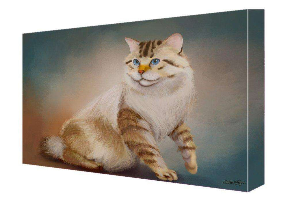 American Bobtail Cat Painting Printed on Canvas Wall Art Signed