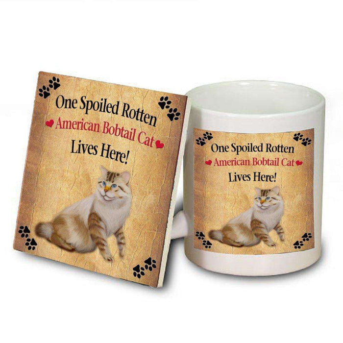 American Bobtail Spoiled Rotten Cat Mug and Coaster Set