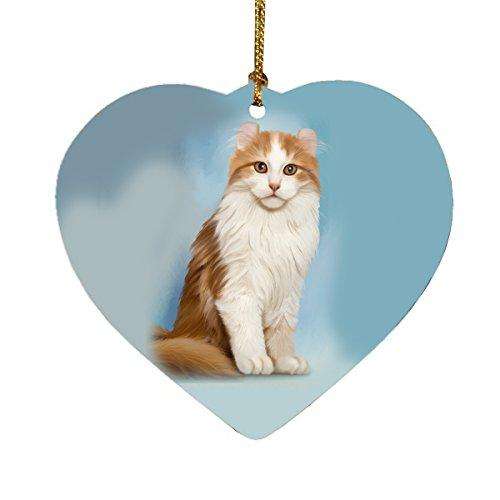 American Curl Cat Heart Christmas Ornament