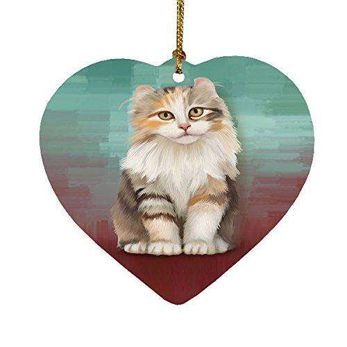 American Curl Cat Heart Christmas Ornament