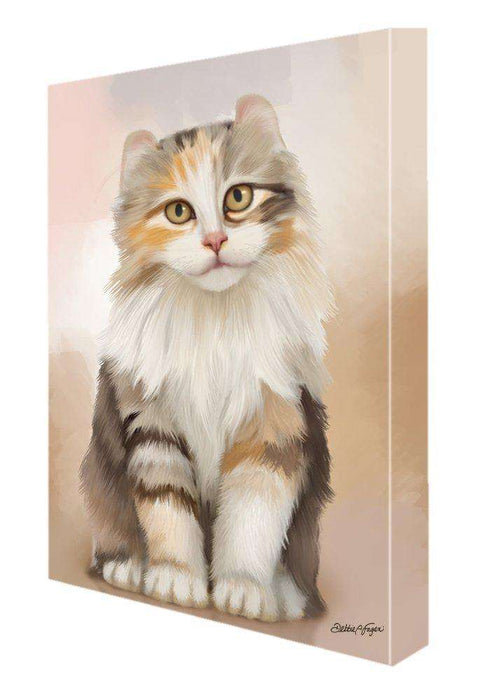 American Curl Cat Painting Printed on Canvas Wall Art Signed