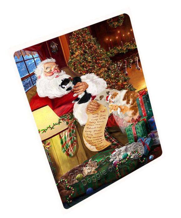 American Curl Cats and Kittens Sleeping with Santa  Cutting Board C67980