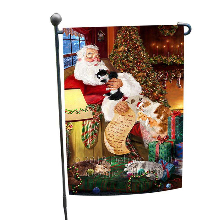 American Curl Cats and Kittens Sleeping with Santa  Garden Flag GFLG54574