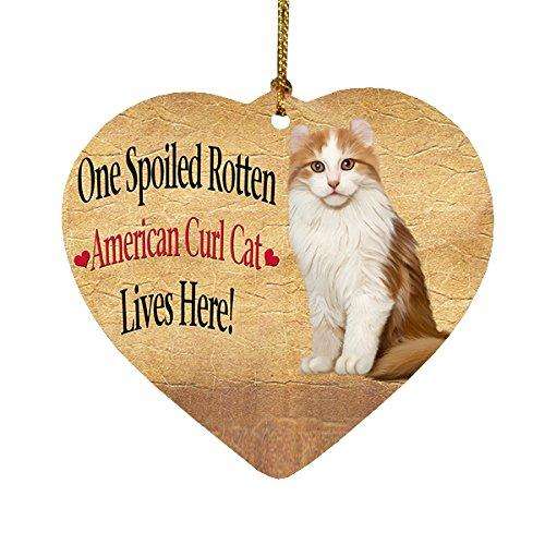 American Curl Spoiled Rotten Cat Heart Christmas Ornament